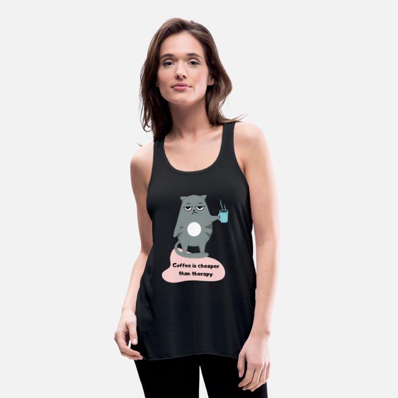 Coffee is Cheaper than Therapy - Cat Lover T-shirt