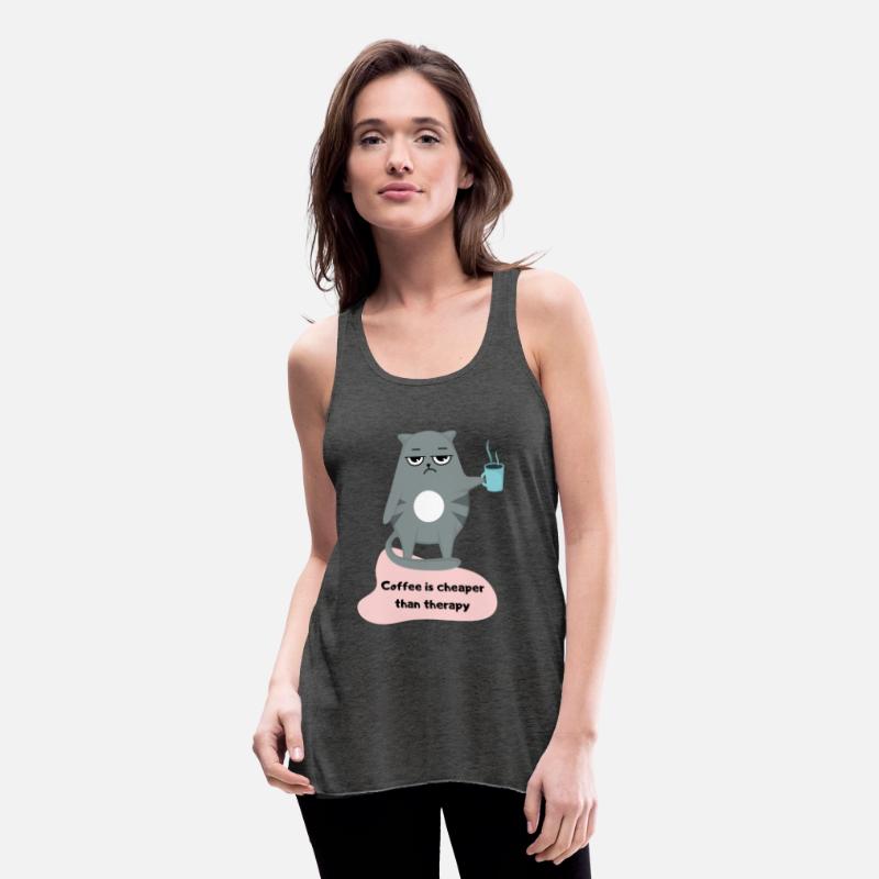 Coffee is Cheaper than Therapy - Cat Lover T-shirt