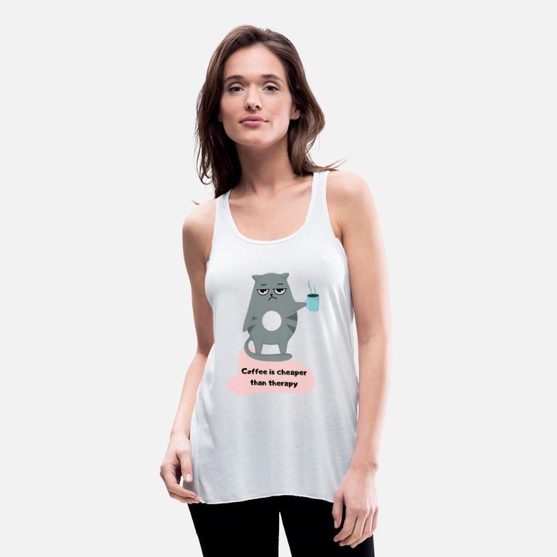 Coffee is Cheaper than Therapy - Cat Lover T-shirt