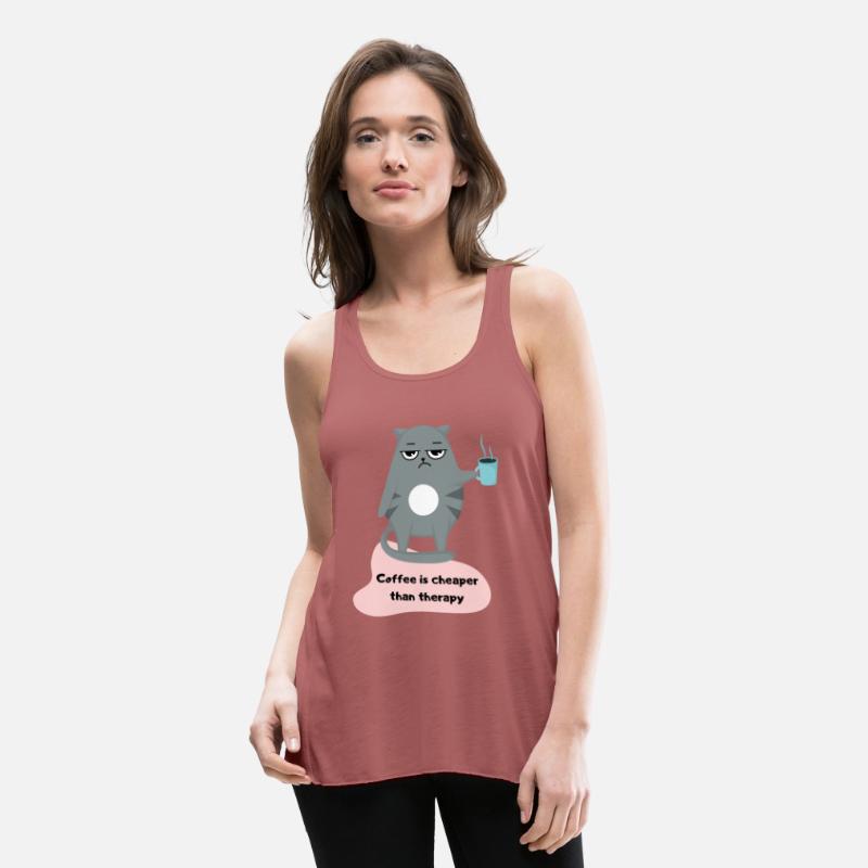 Coffee is Cheaper than Therapy - Cat Lover T-shirt