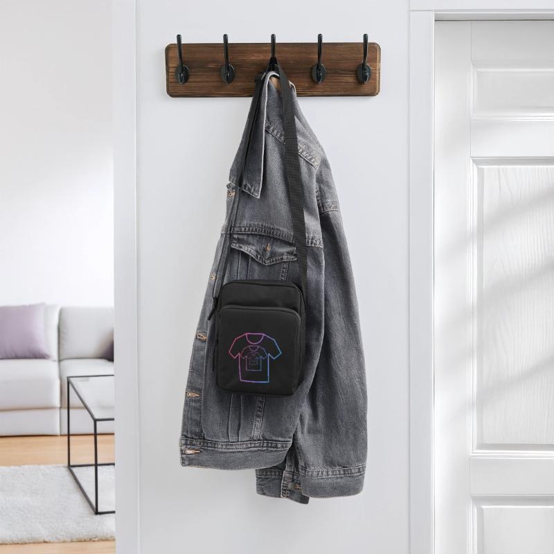 Colorful Neon Outline of Stacked T-Shirts 3d