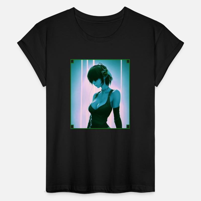 Cool Music Anime Girl Beautiful Cyber Chick Edgy A