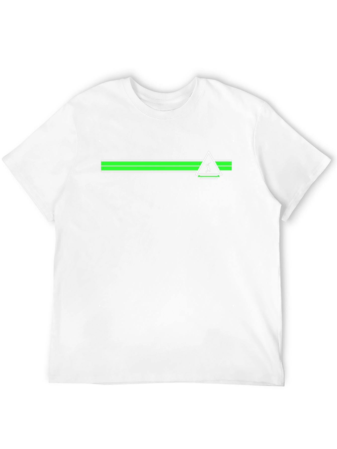 Stylish Black Tee with Green Stripe and Icon