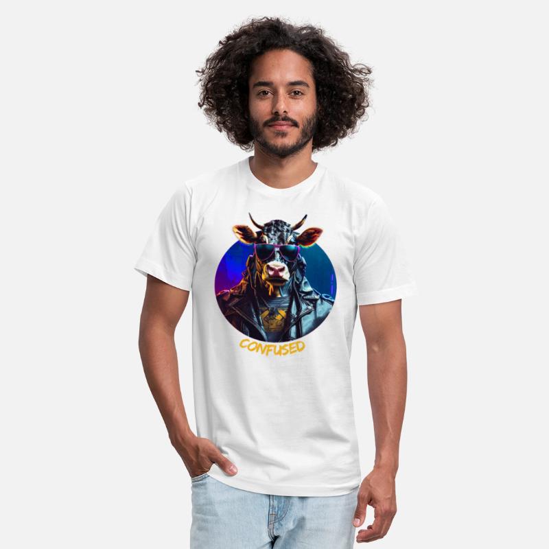 Cow in sunglasses and leather jacket