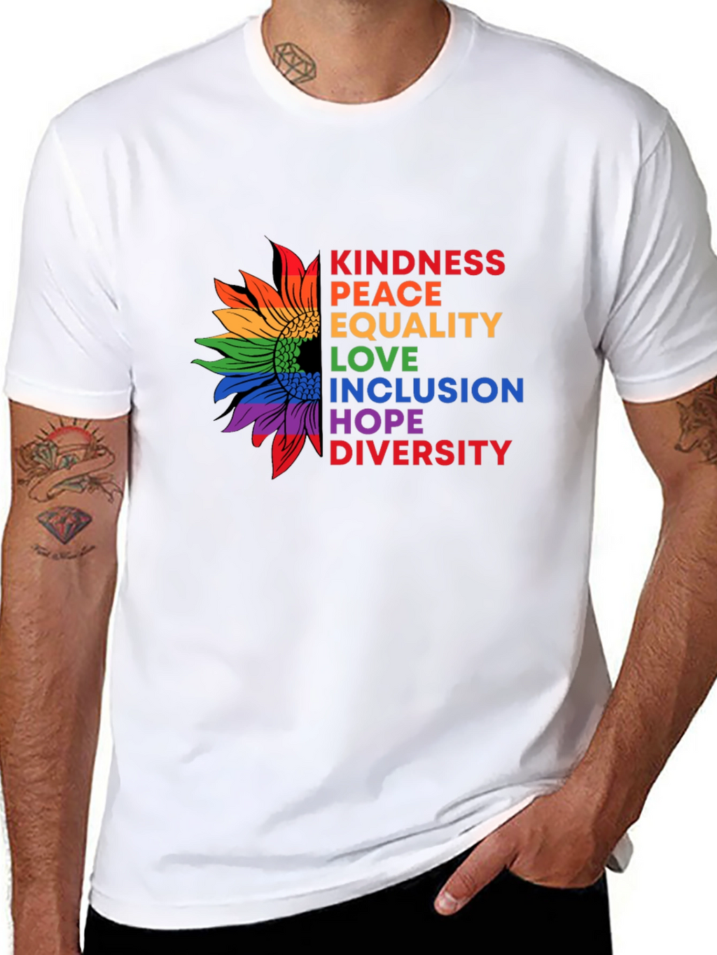 Kindness Peace Equality Sunflower Graphic T-Shirt