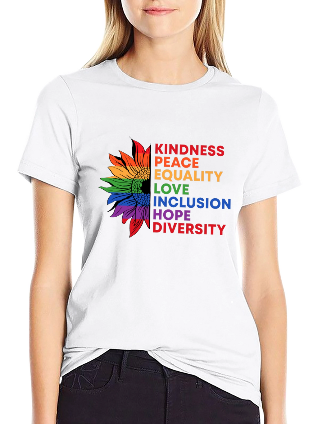 Kindness Peace Equality Sunflower Graphic T-Shirt
