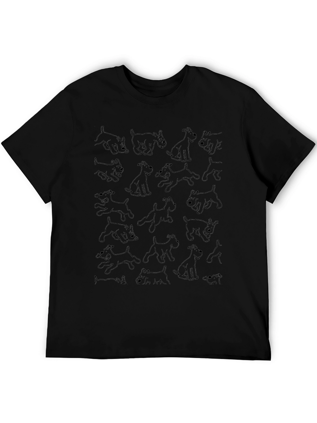 Dog Pattern T-Shirt - Black