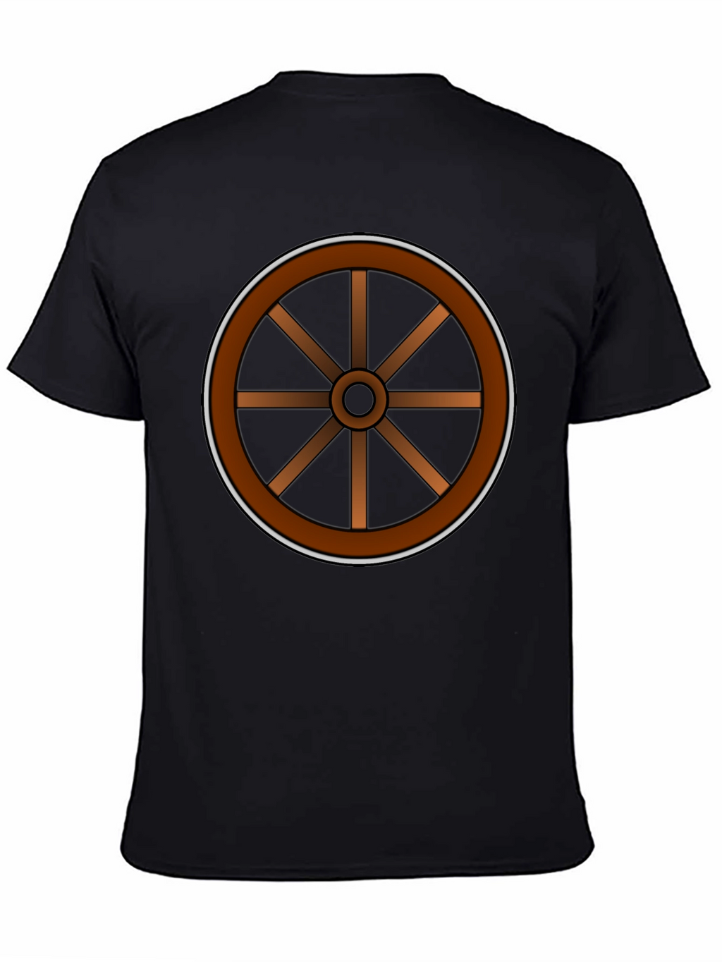 Rustic Wheel Graphic Tee - Black Cotton T-Shirt
