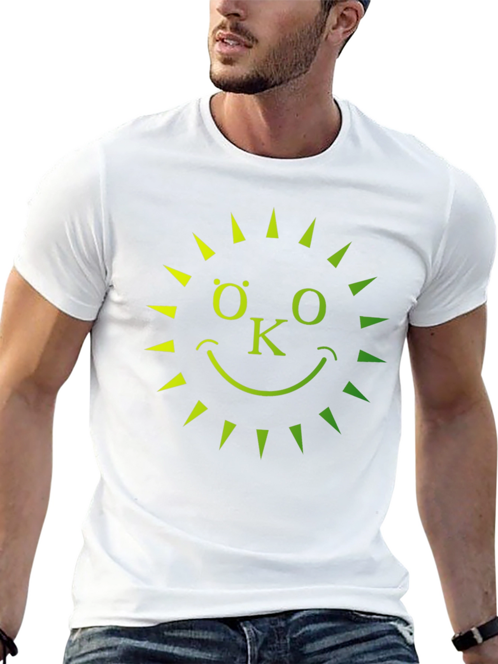 Eco-Friendly OK Sun Graphic T-Shirt - Black