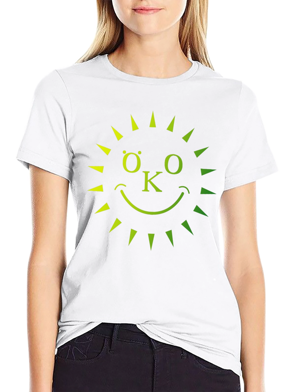Eco-Friendly OK Sun Graphic T-Shirt - Black