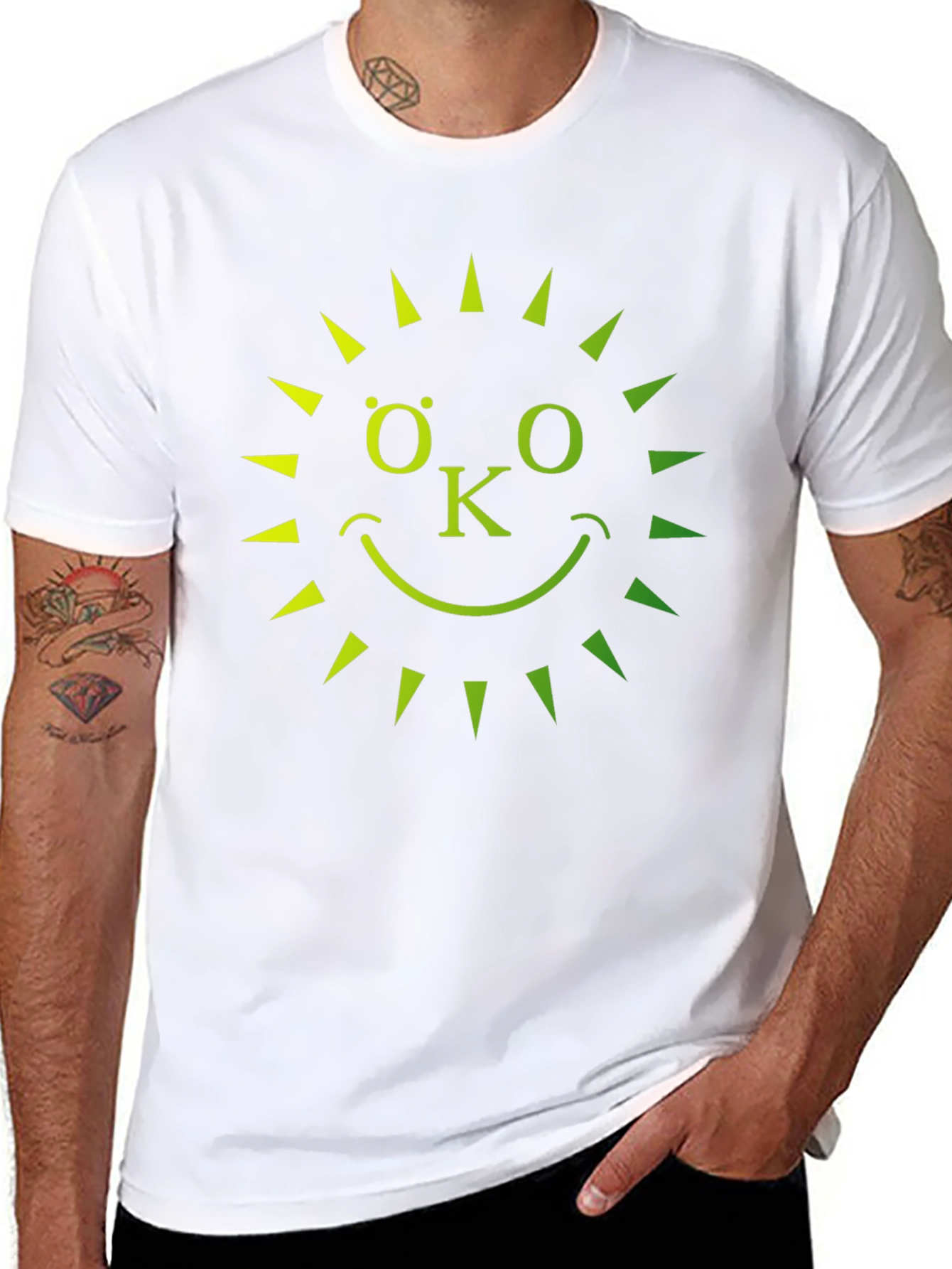 Eco-Friendly OK Sun Graphic T-Shirt - Black