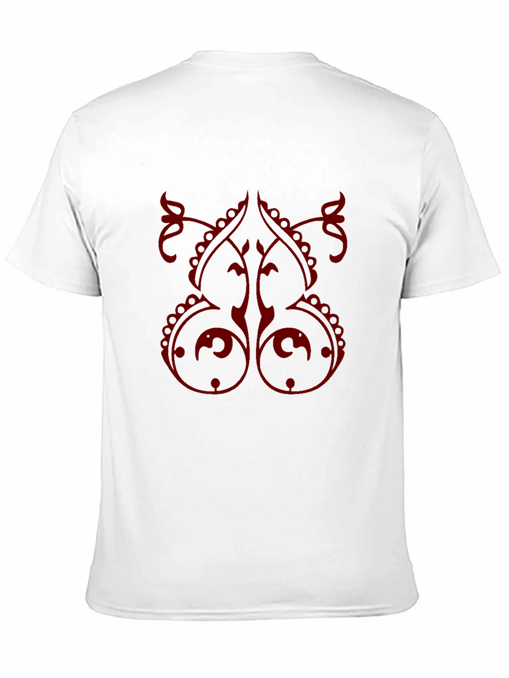 Stylish Black T-Shirt with Red Ornamental Design