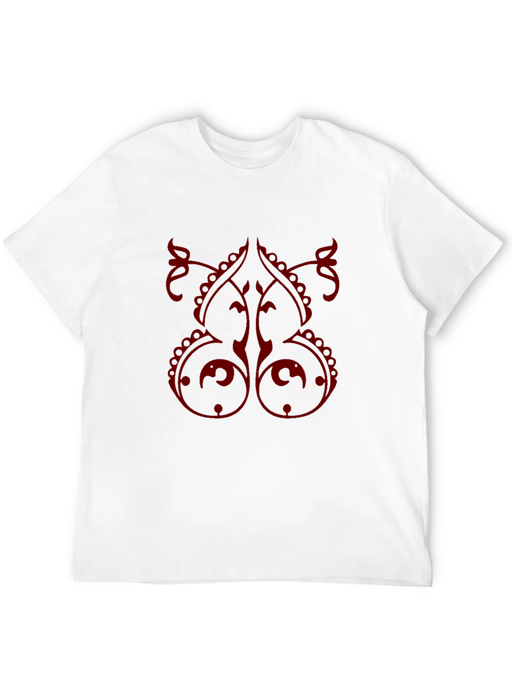 Stylish Black T-Shirt with Red Ornamental Design