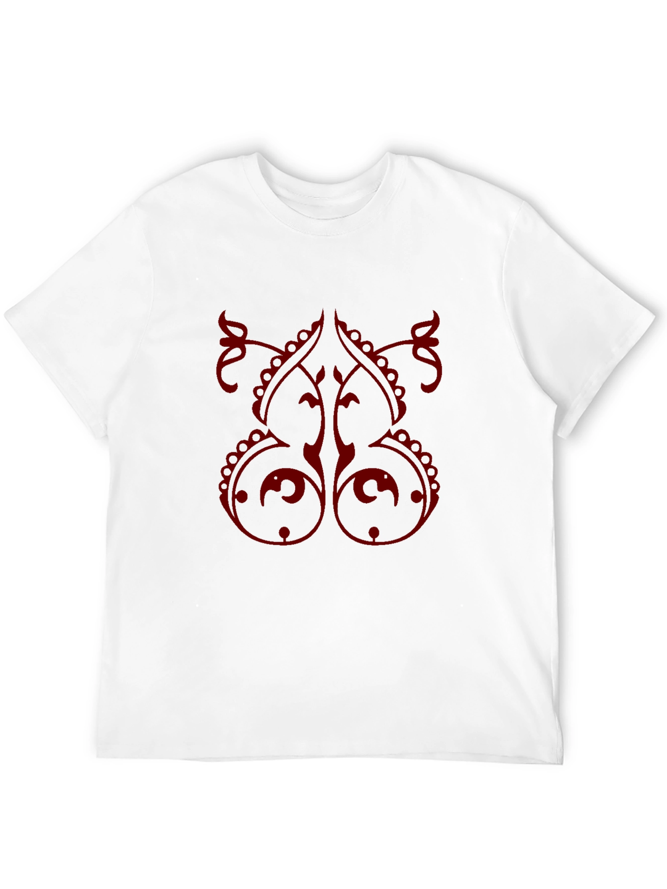 Stylish Black T-Shirt with Red Ornamental Design