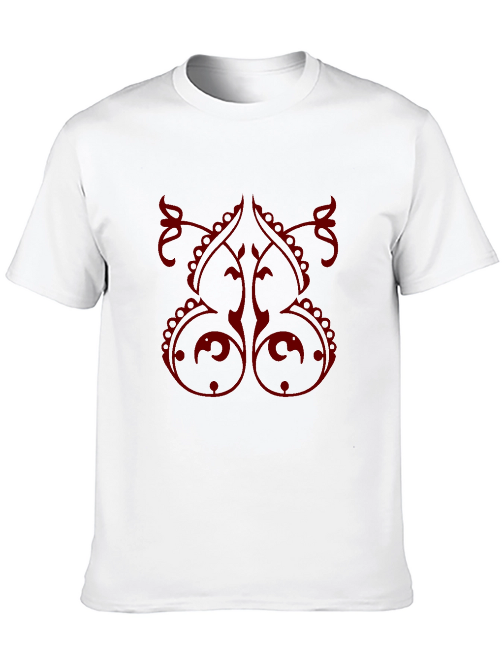 Stylish Black T-Shirt with Red Ornamental Design