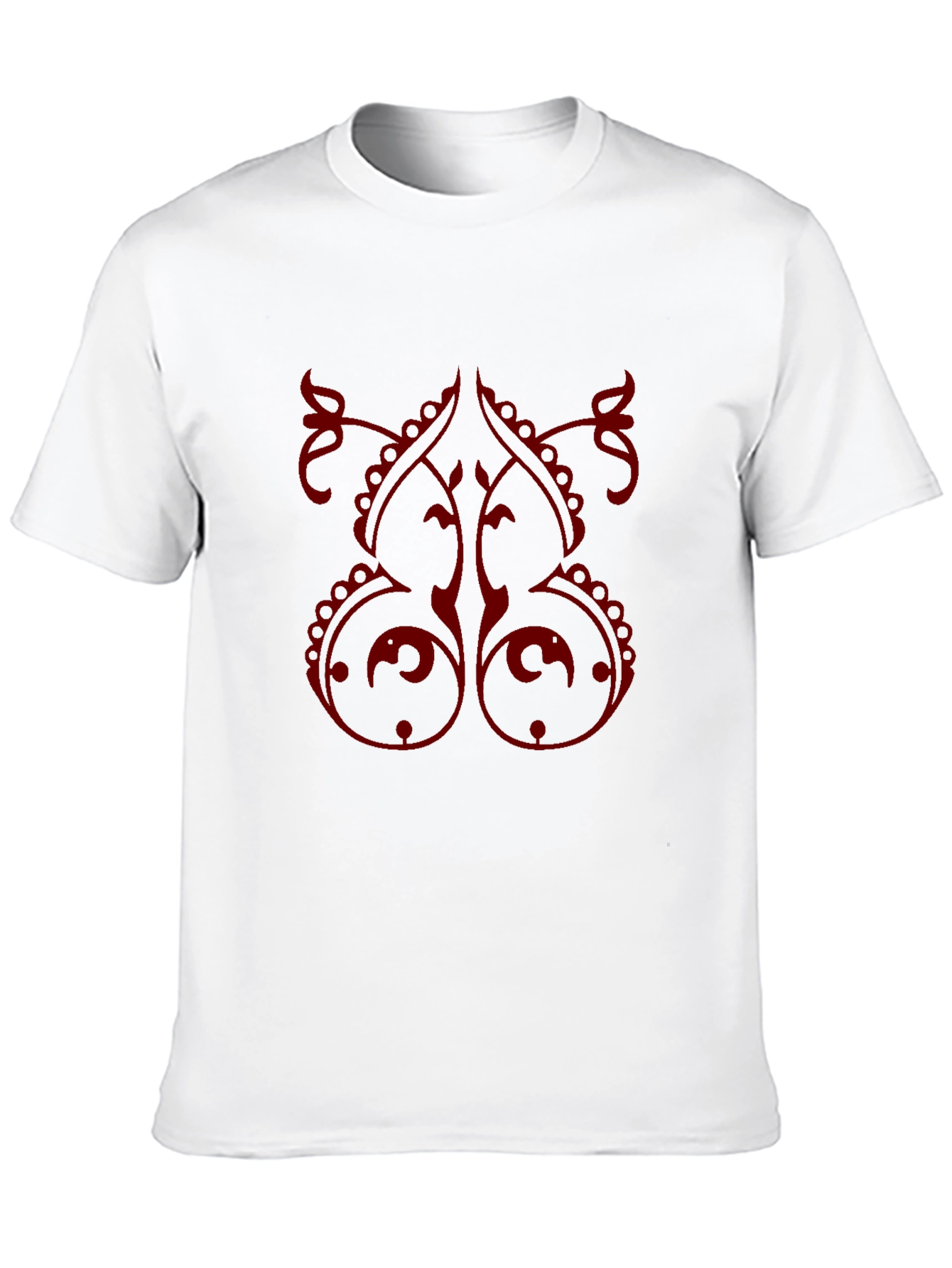 Stylish Black T-Shirt with Red Ornamental Design