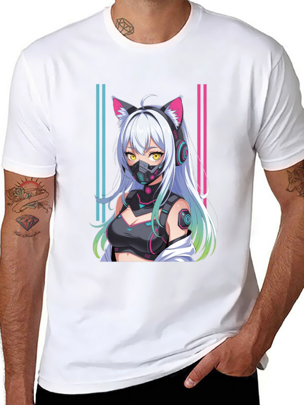 Anime Cyberpunk Cat Girl T-Shirt