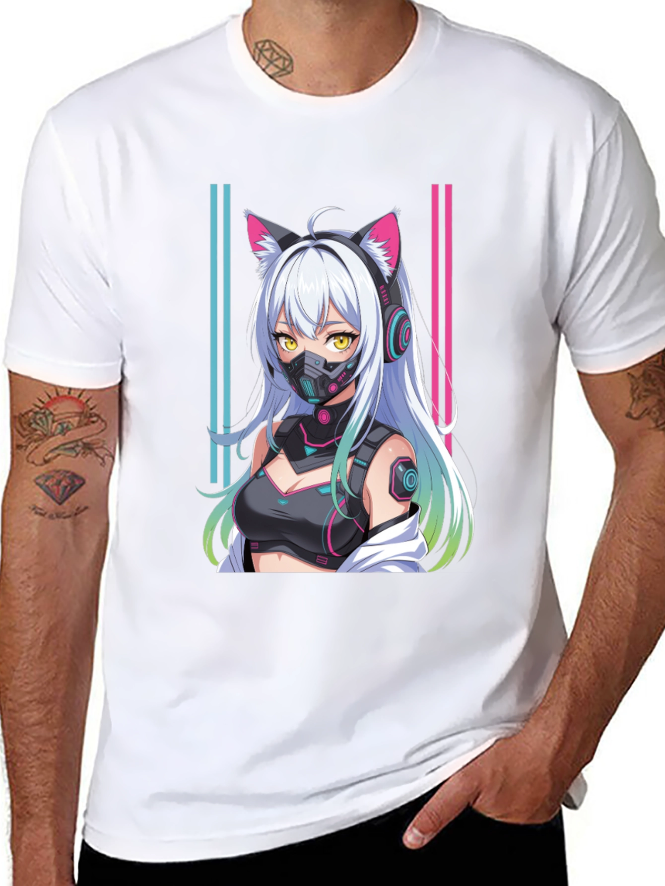 Anime Cyberpunk Cat Girl T-Shirt