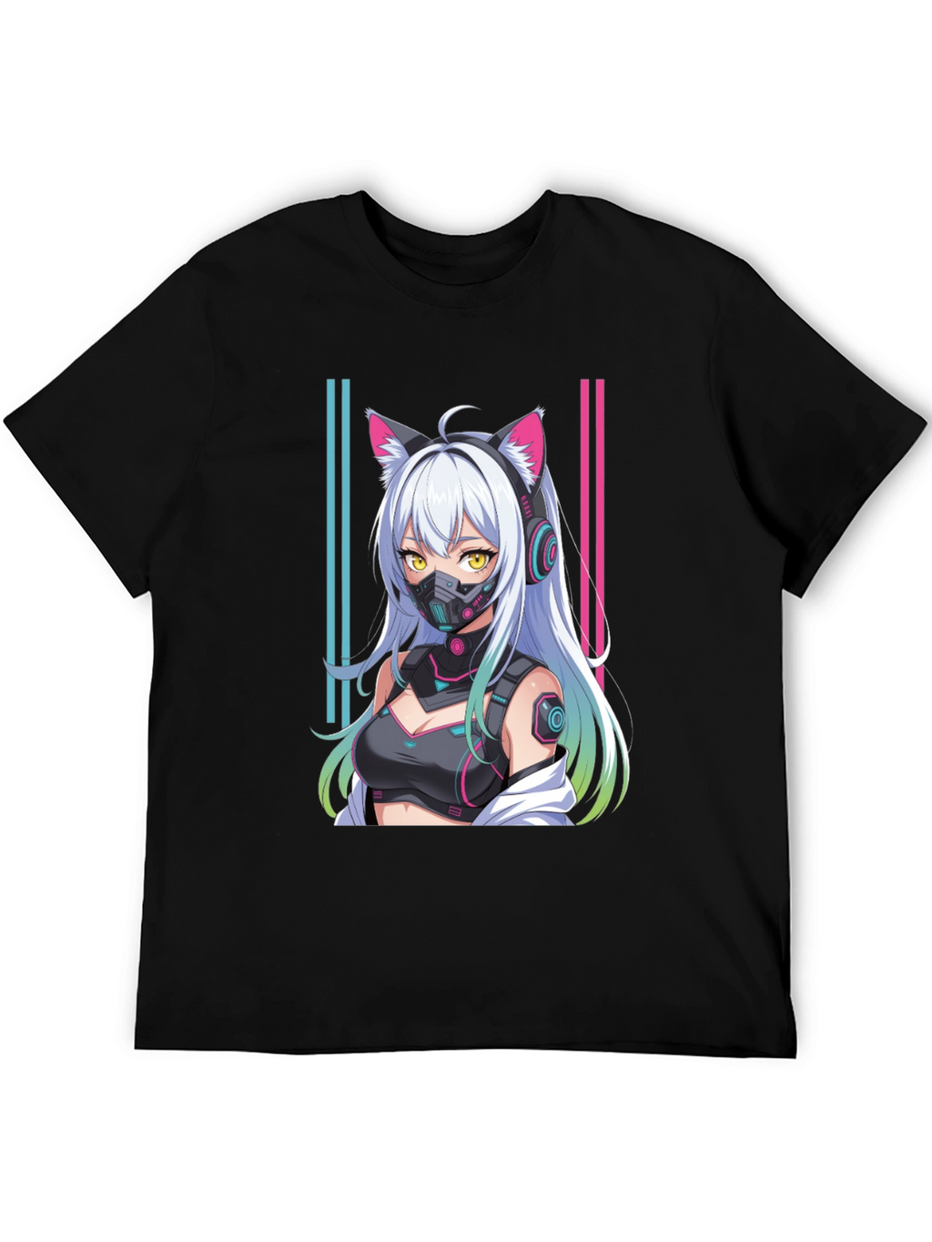 Anime Cyberpunk Cat Girl T-Shirt
