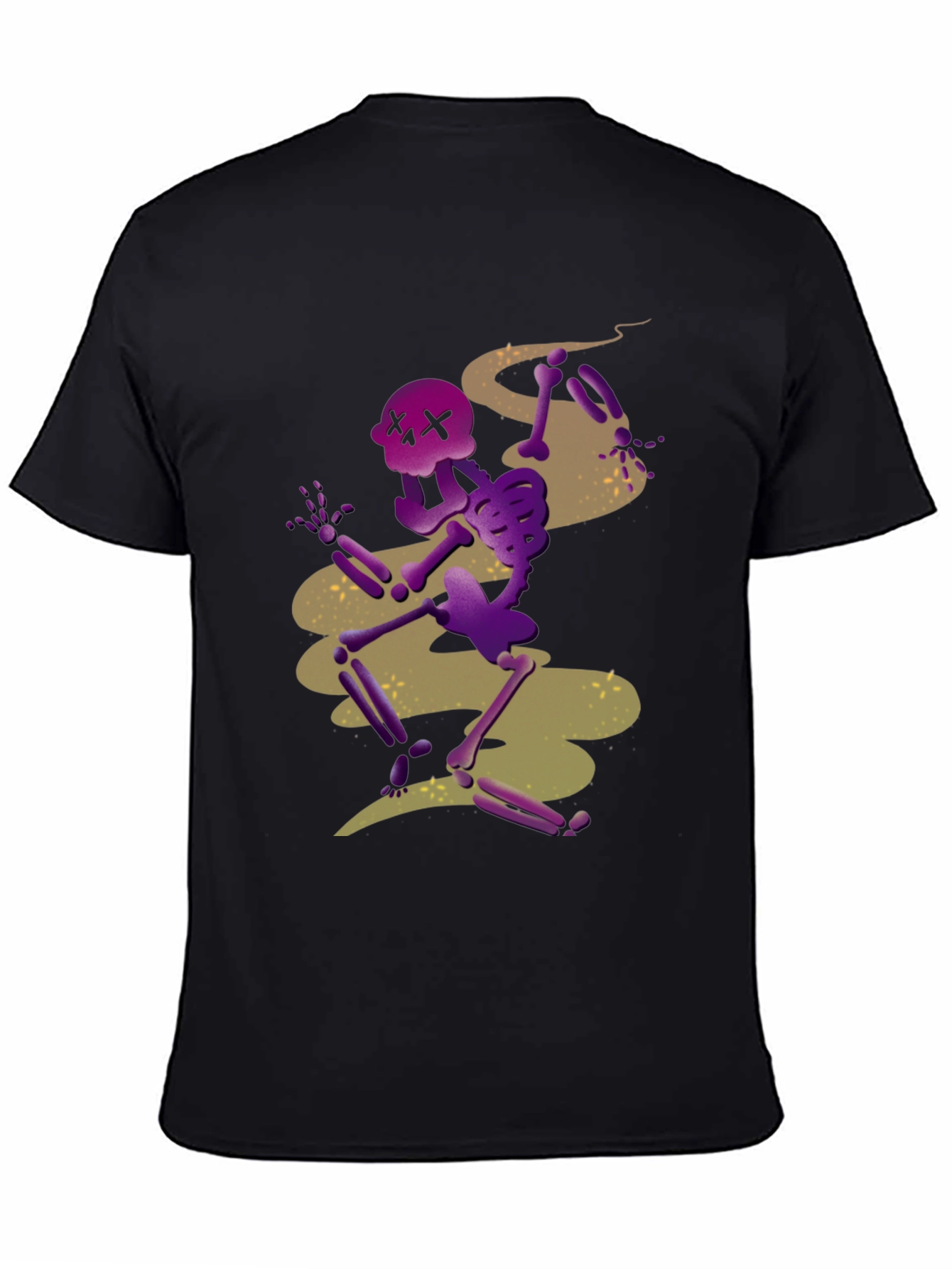 Spooky Skeleton Graphic Tee - Black Cotton Blend