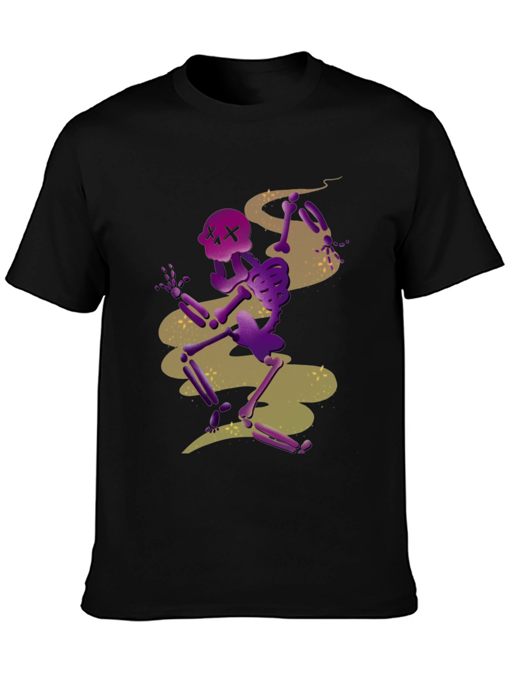 Spooky Skeleton Graphic Tee - Black Cotton Blend