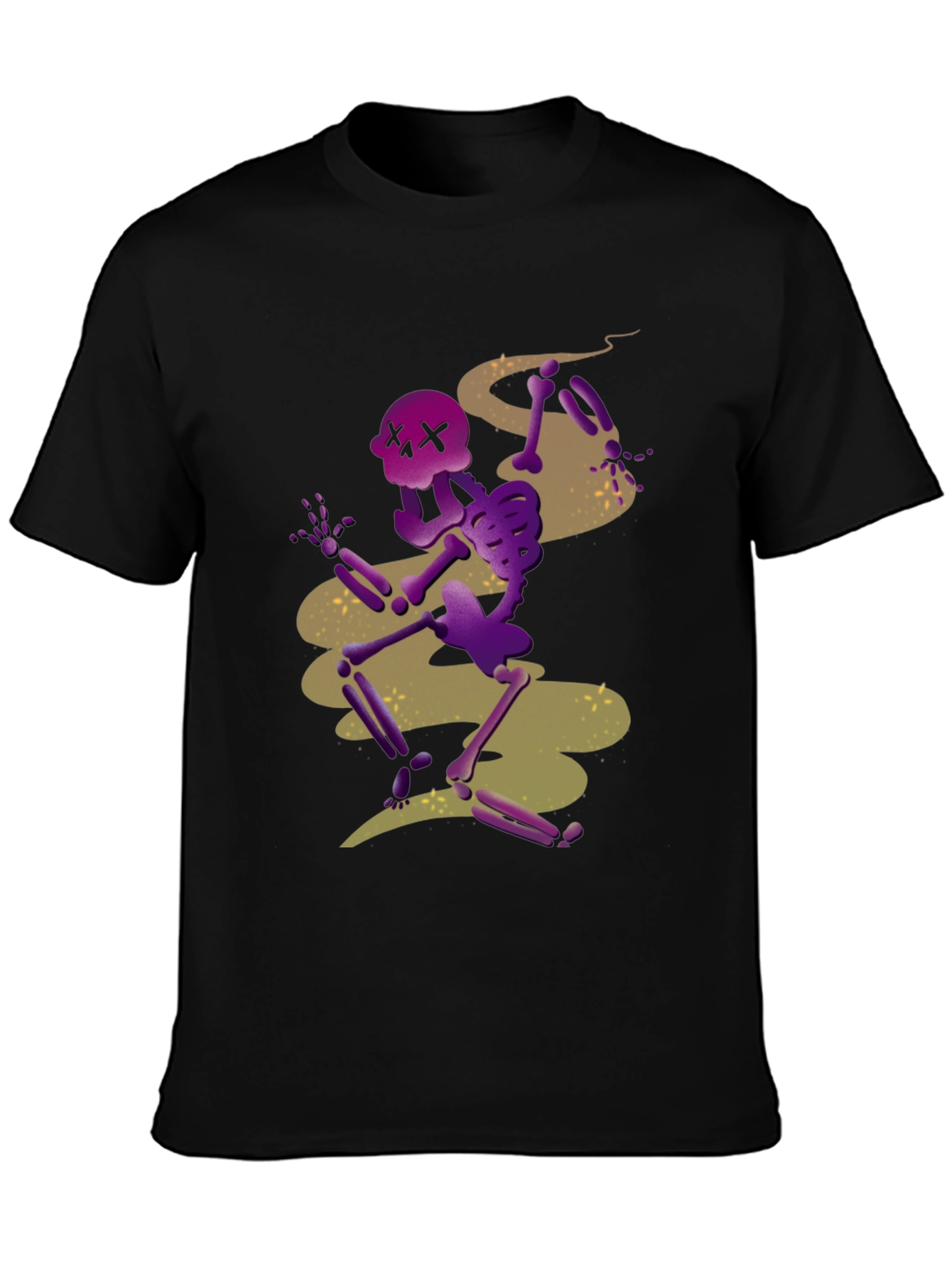 Spooky Skeleton Graphic Tee - Black Cotton Blend