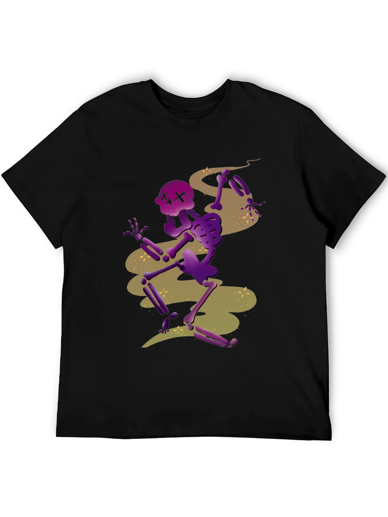 Spooky Skeleton Graphic Tee - Black Cotton Blend