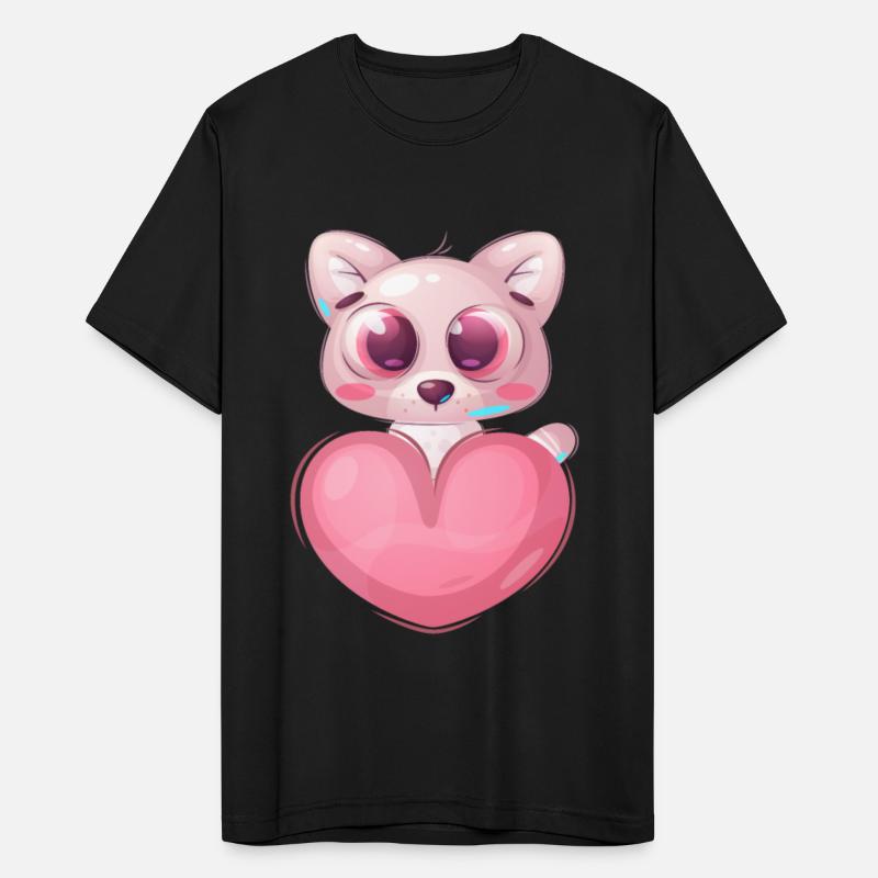 cute cat kitty with pink heart and love