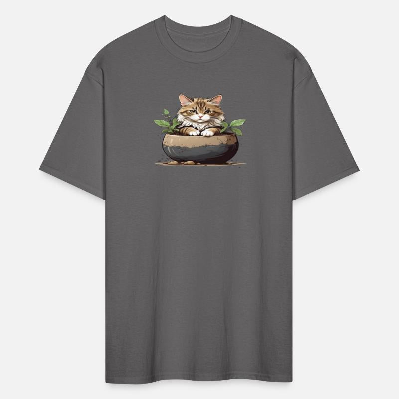 Cute cat sitting in the middle of the bowl..