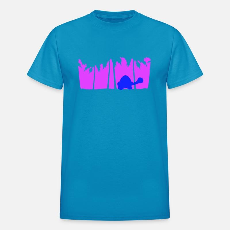 Cute Turtle Walking Palm Trees Silhouette Vacation