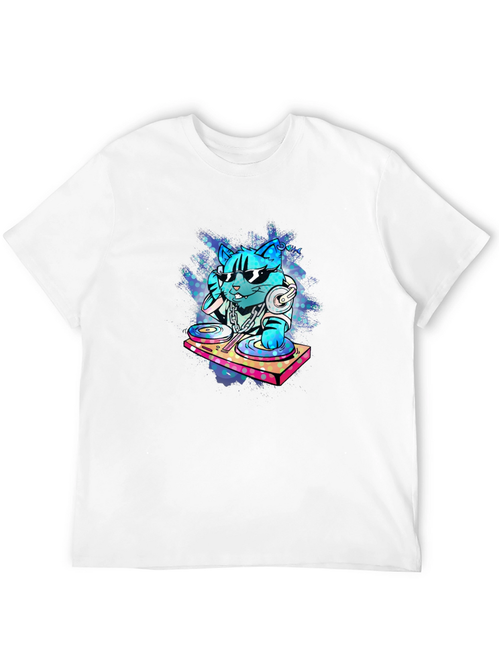 DJ Cat Graphic Tee - Cool & Unique Design