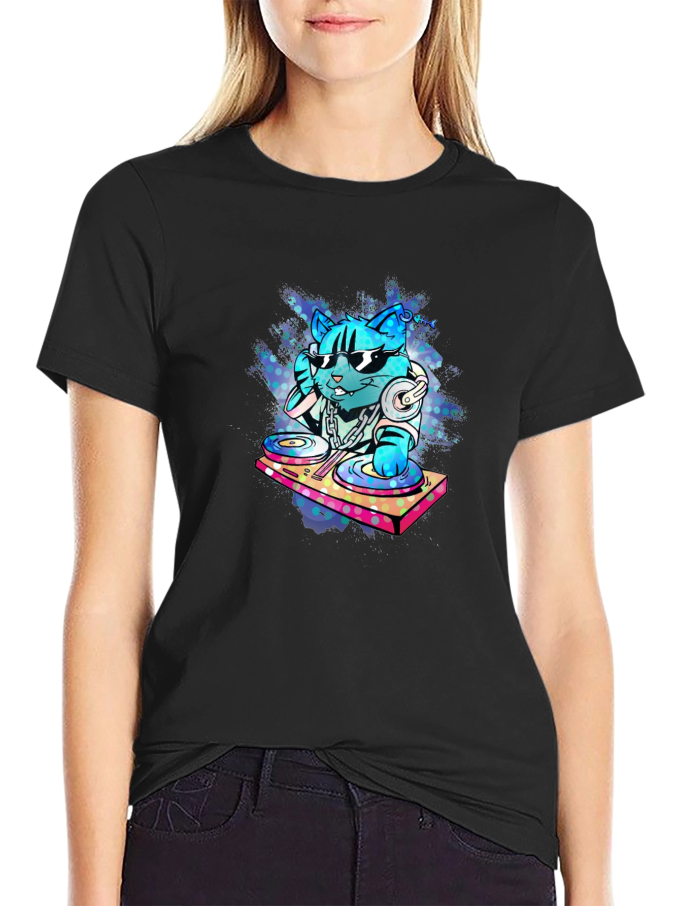 DJ Cat Graphic Tee - Cool & Unique Design