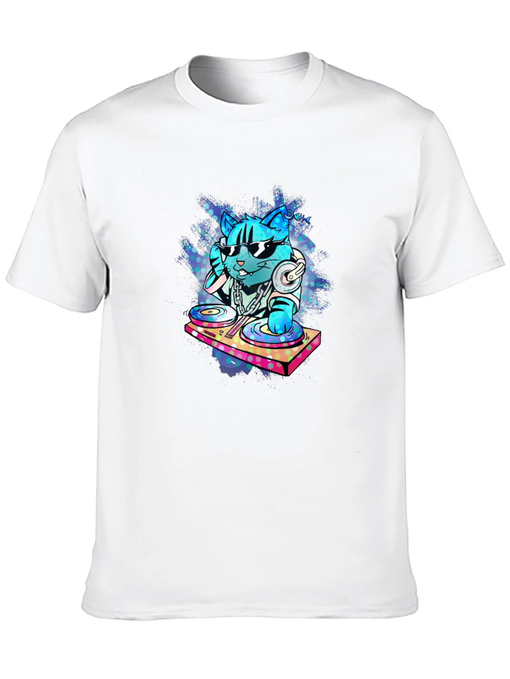 DJ Cat Graphic Tee - Cool & Unique Design