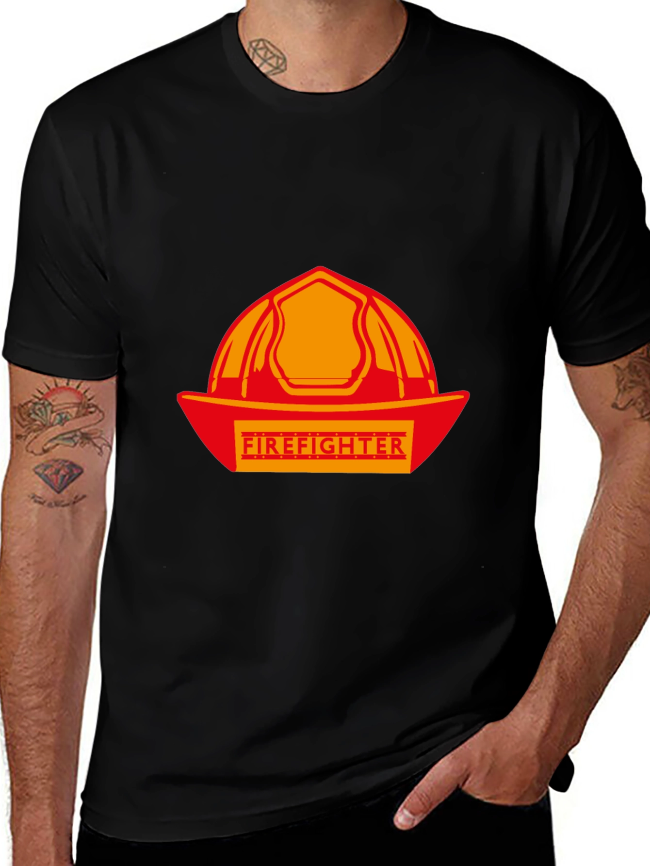 Firefighter Helmet T-Shirt - Black Graphic Tee