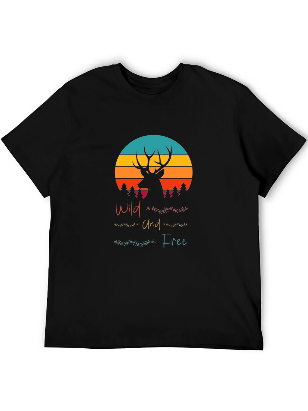 Wild and Free Deer Graphic Tee - Black