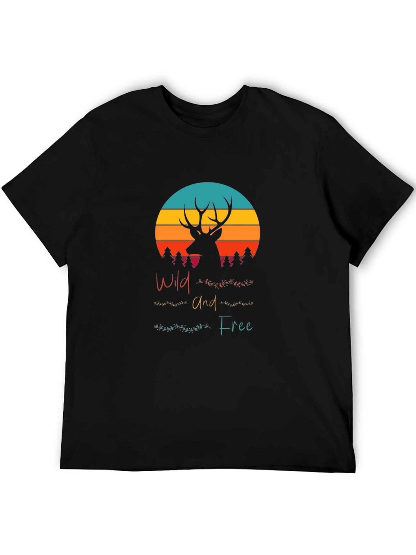 Wild and Free Deer Graphic Tee - Black