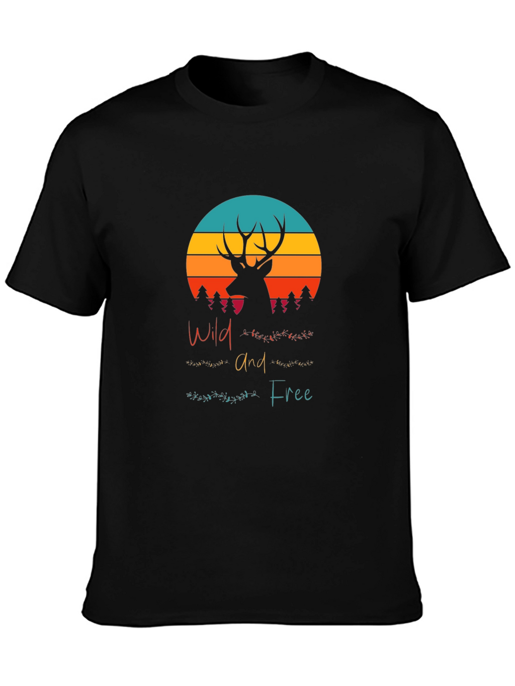 Wild and Free Deer Graphic Tee - Black