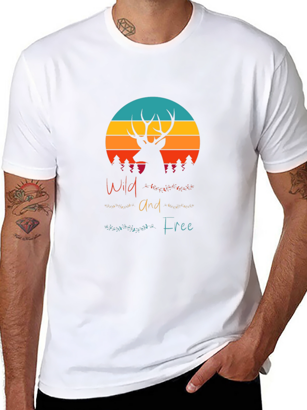 Wild and Free Deer Graphic Tee - Black