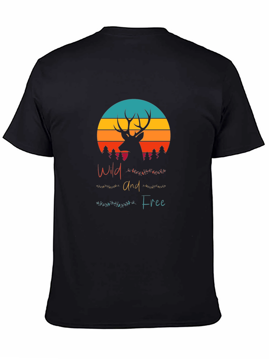 Wild and Free Deer Graphic Tee - Black