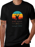 Wild and Free Deer Graphic Tee - Black