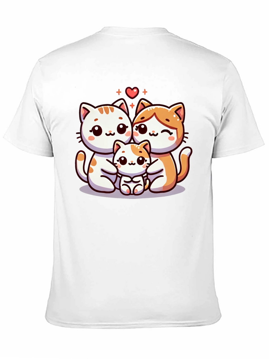 Cute Cat Family Graphic Tee - Black