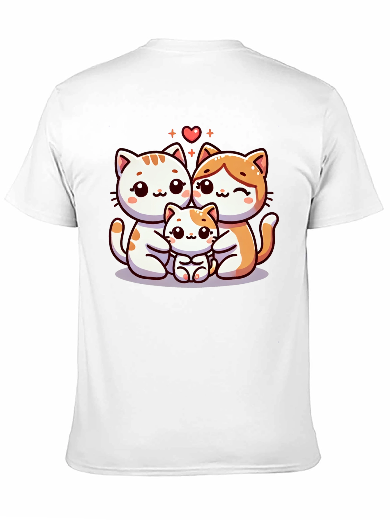 Cute Cat Family Graphic Tee - Black