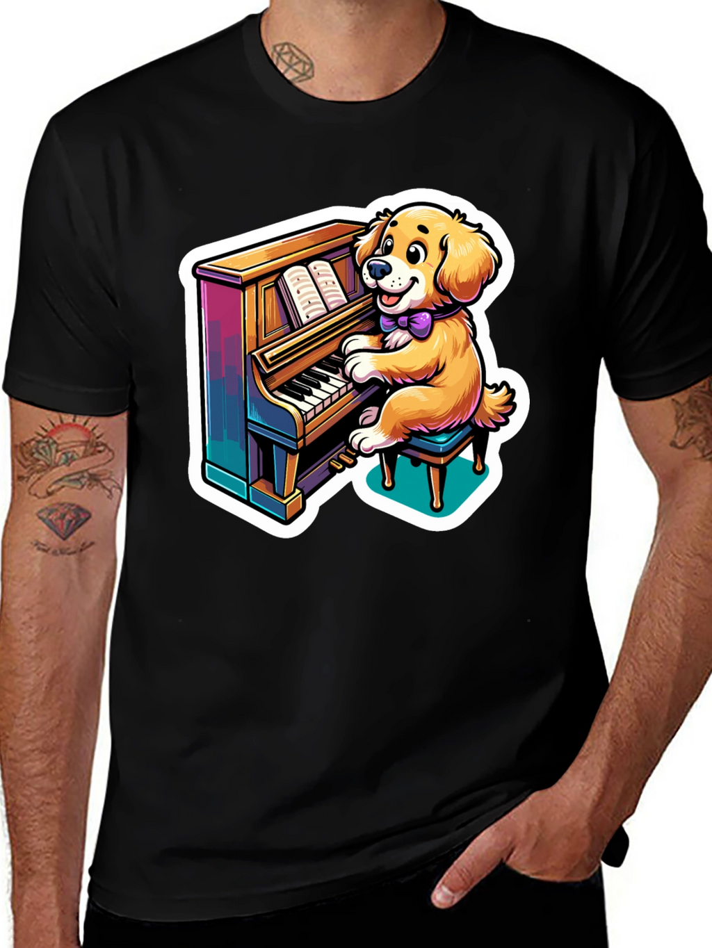 Piano Playing Dog T-Shirt – Fun Music Dog Lover Tee