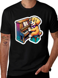 Piano Playing Dog T-Shirt – Fun Music Dog Lover Tee
