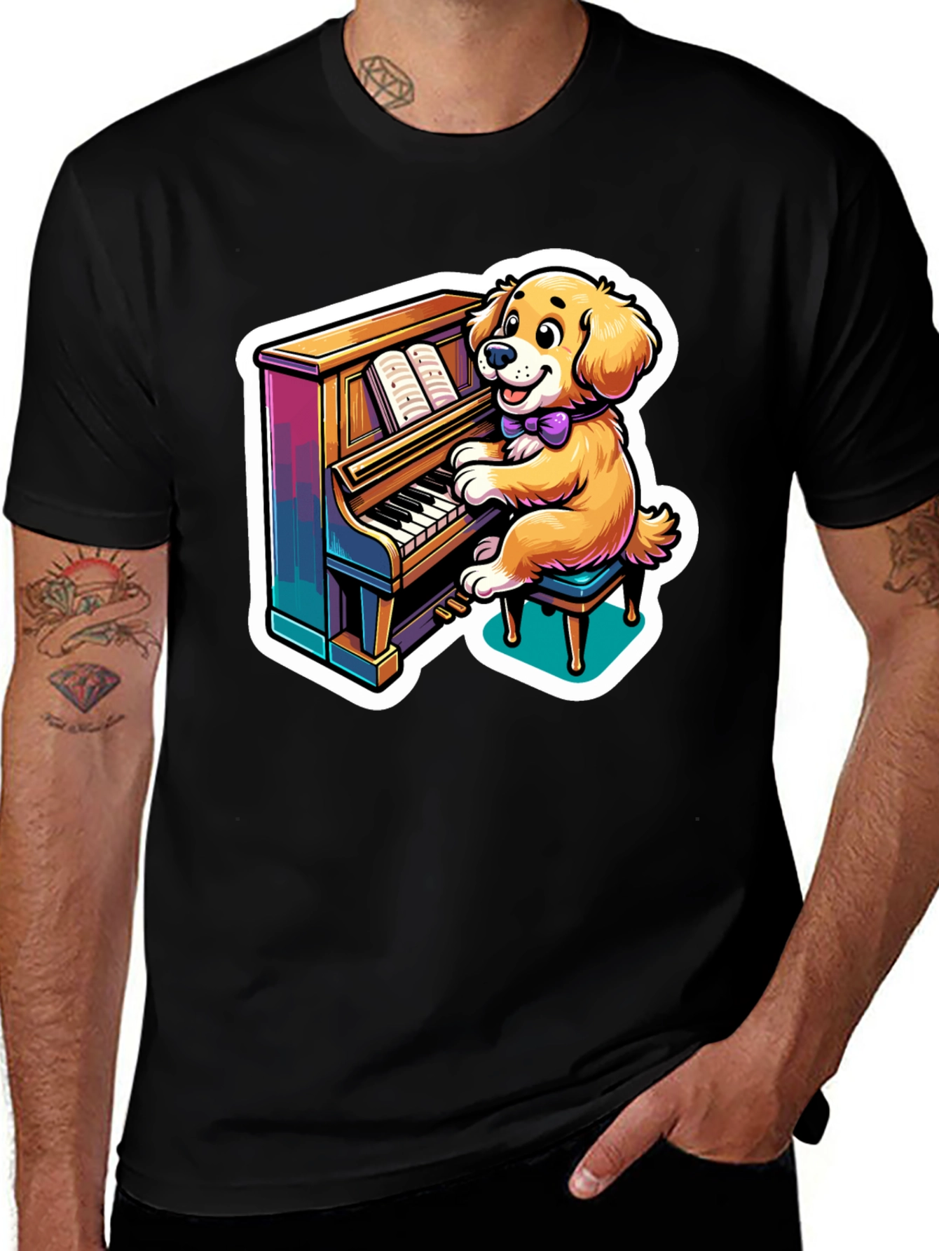 Piano Playing Dog T-Shirt – Fun Music Dog Lover Tee