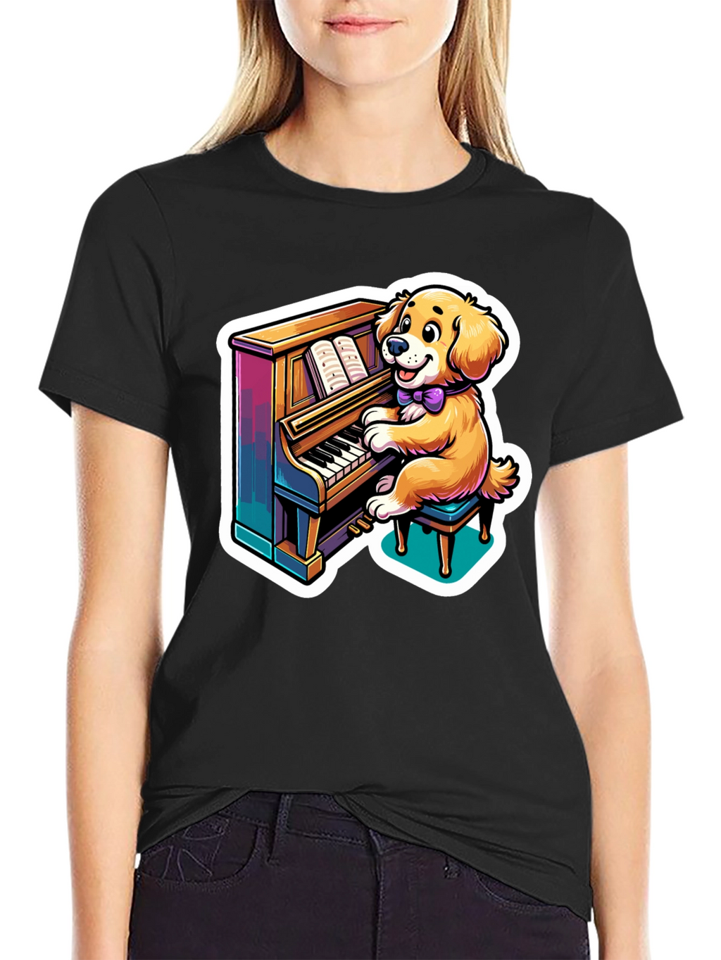 Piano Playing Dog T-Shirt – Fun Music Dog Lover Tee