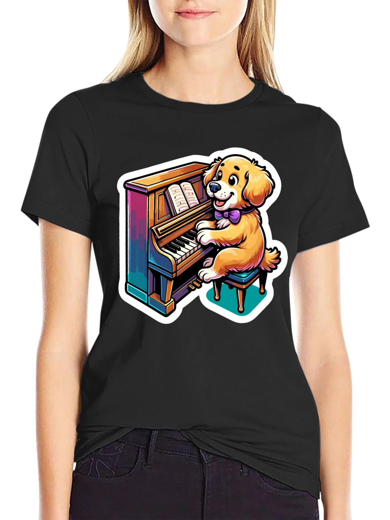 Piano Playing Dog T-Shirt – Fun Music Dog Lover Tee