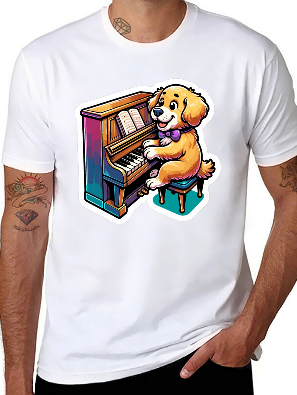 Piano Playing Dog T-Shirt – Fun Music Dog Lover Tee