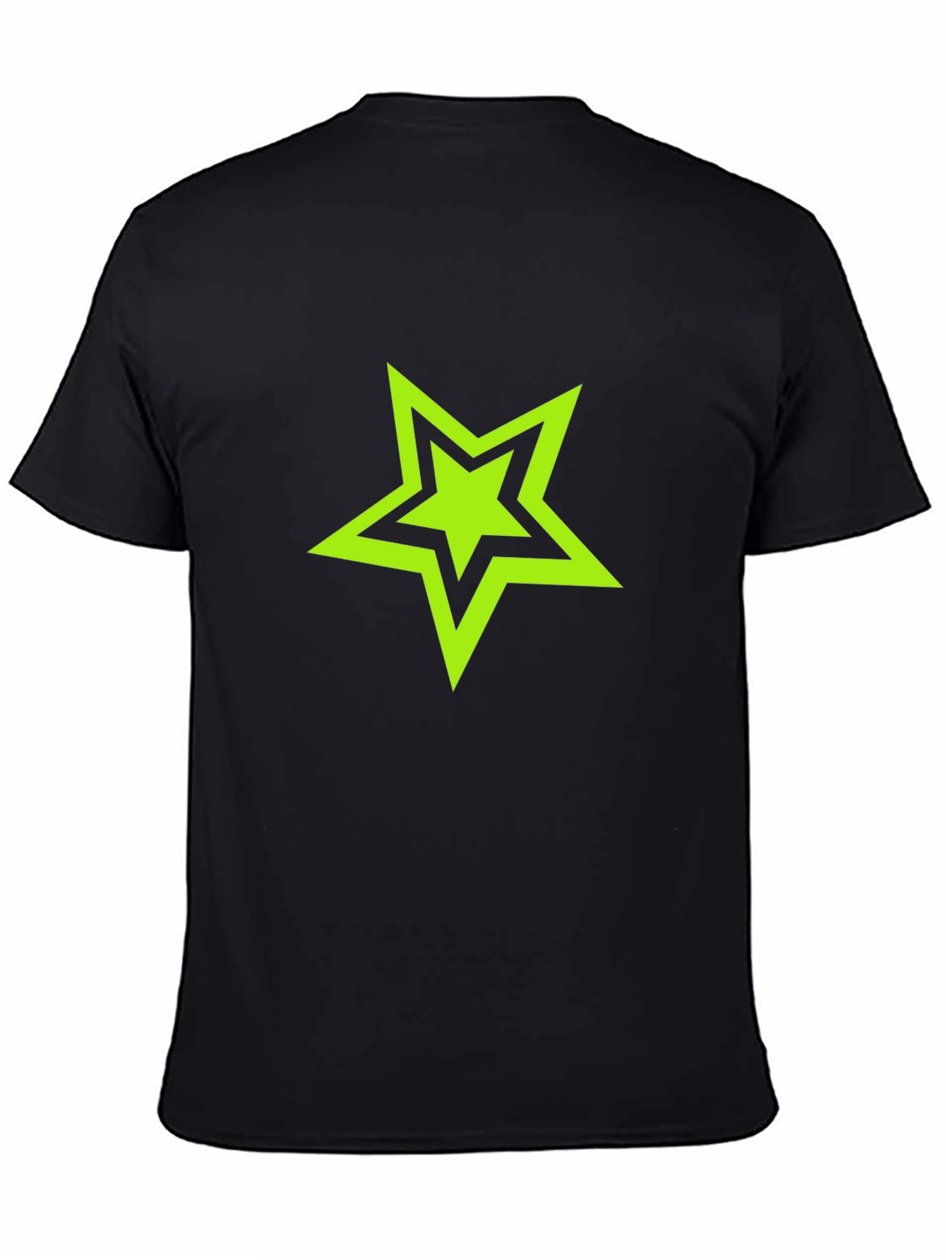 Black T-shirt with Green Star Graphic