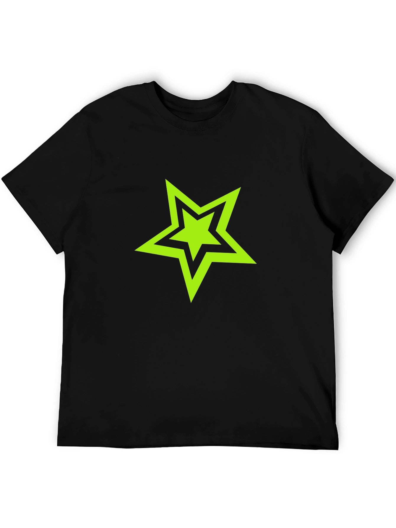 Black T-shirt with Green Star Graphic